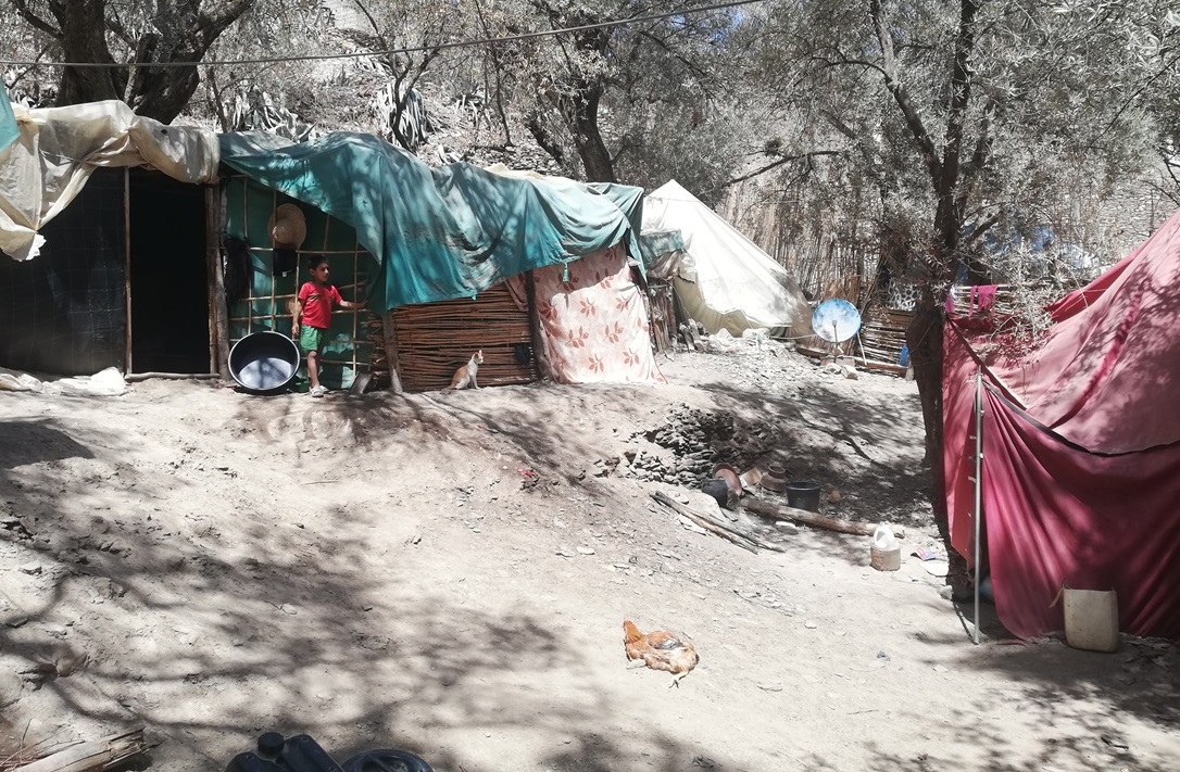 In Anebdour, Chichaoua province, Omar's family lives in tents made of tarpaulins and reeds (provided)