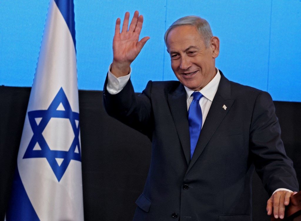 Likud leader Benjamin Netanyahu is pictured in Jerusalem on 2 November 2022 (AFP)