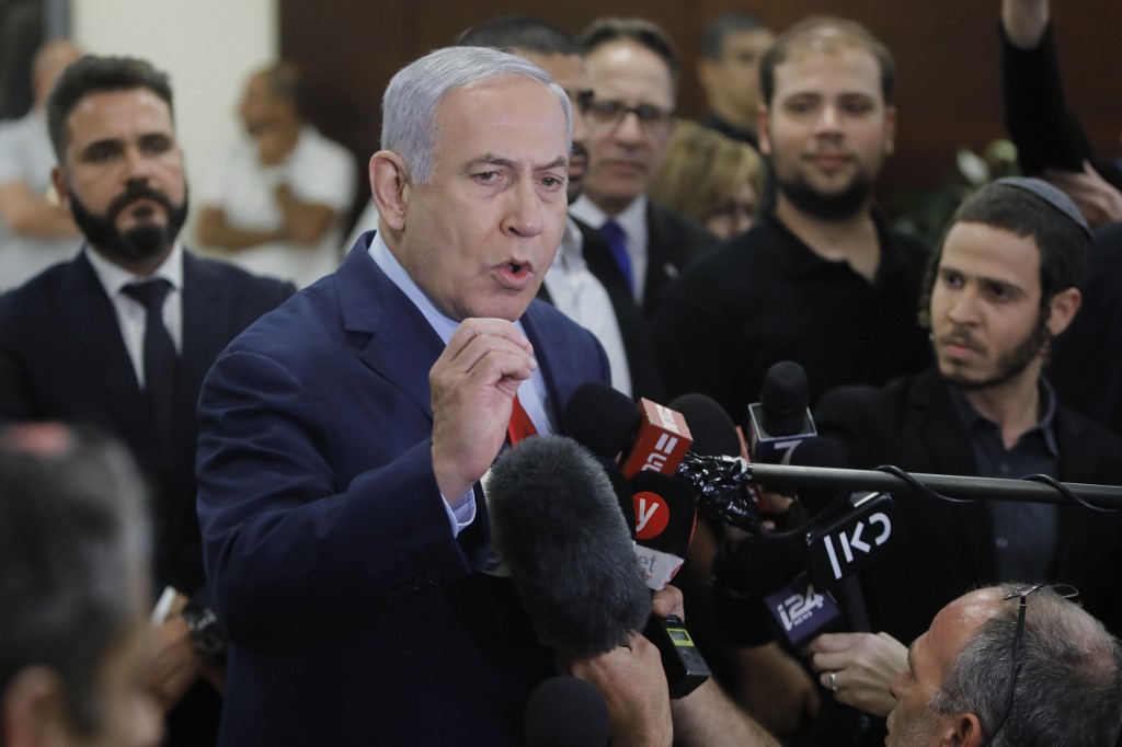 Israeli Prime Minister Benjamin Netanyahu speaks to the media on 29 May 2019 (AFP)