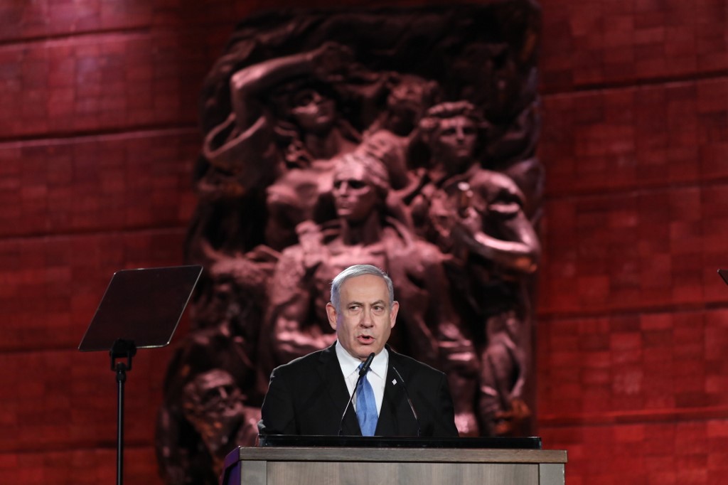 Netanyahu speaks at the World Holocaust Forum in Jerusalem on 23 January (AFP)