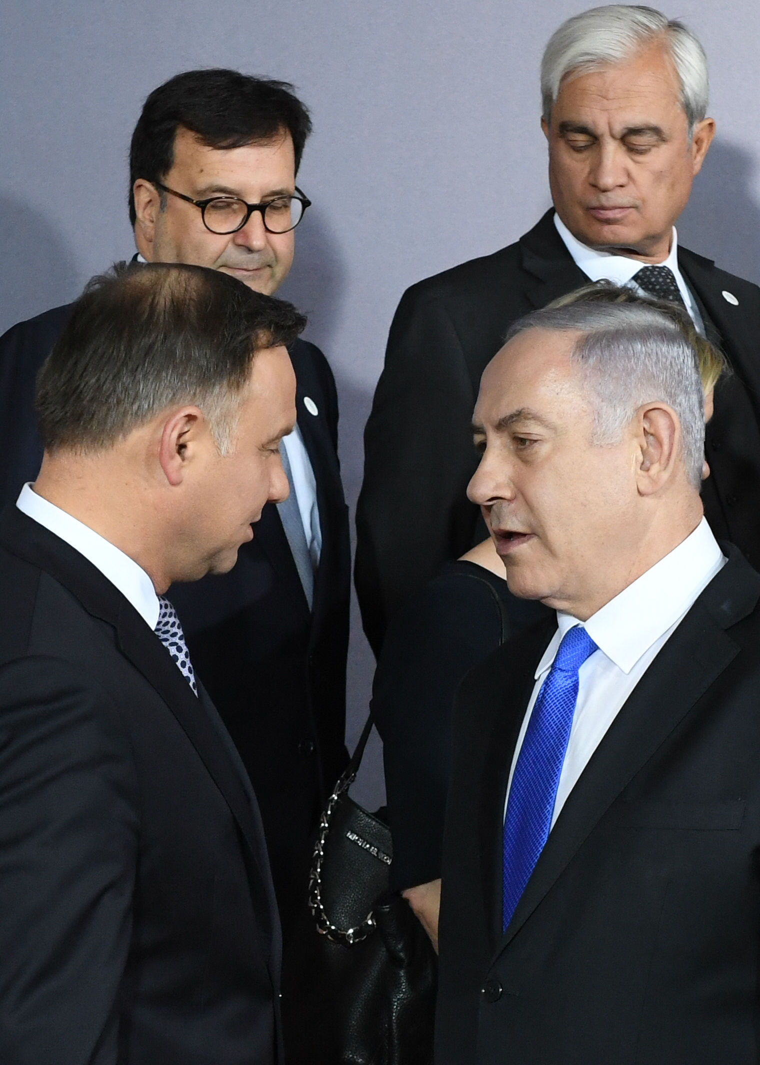 Israeli Prime Minister Benjamin Netanyahu meets with Polish President Andrzej Duda in Warsaw (AFP)