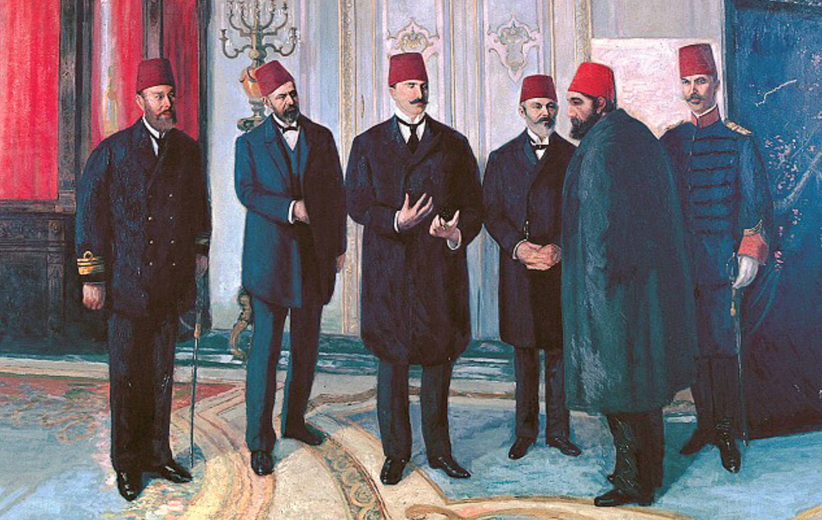 La destitution du sultan Abdülhamid II, peinte par Abdülmecid II en 1914 ou avant (Creative Commons)