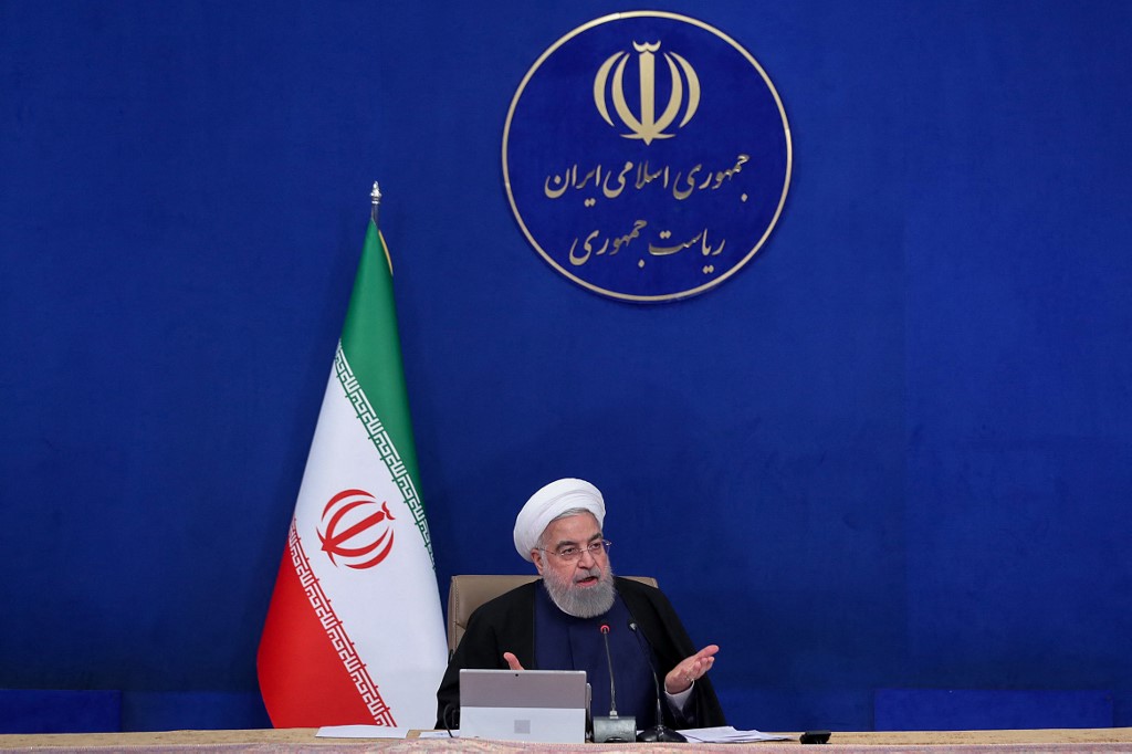 Iranian President Hassan Rouhani speaks in Tehran on 7 April 2021 (Iranian Presidency/AFP)
