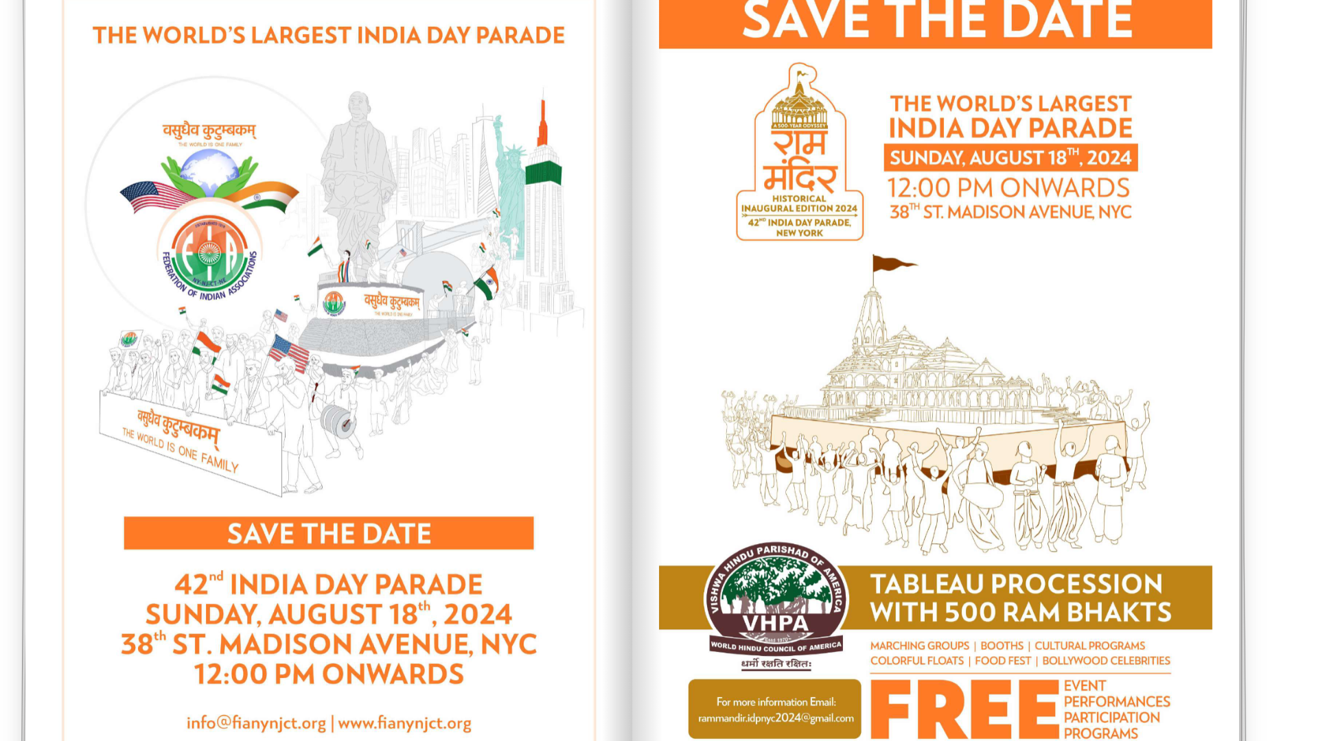 The advert showcasing the Ram Mandir float at this year's India Day parade in NYC (Screenshot) 