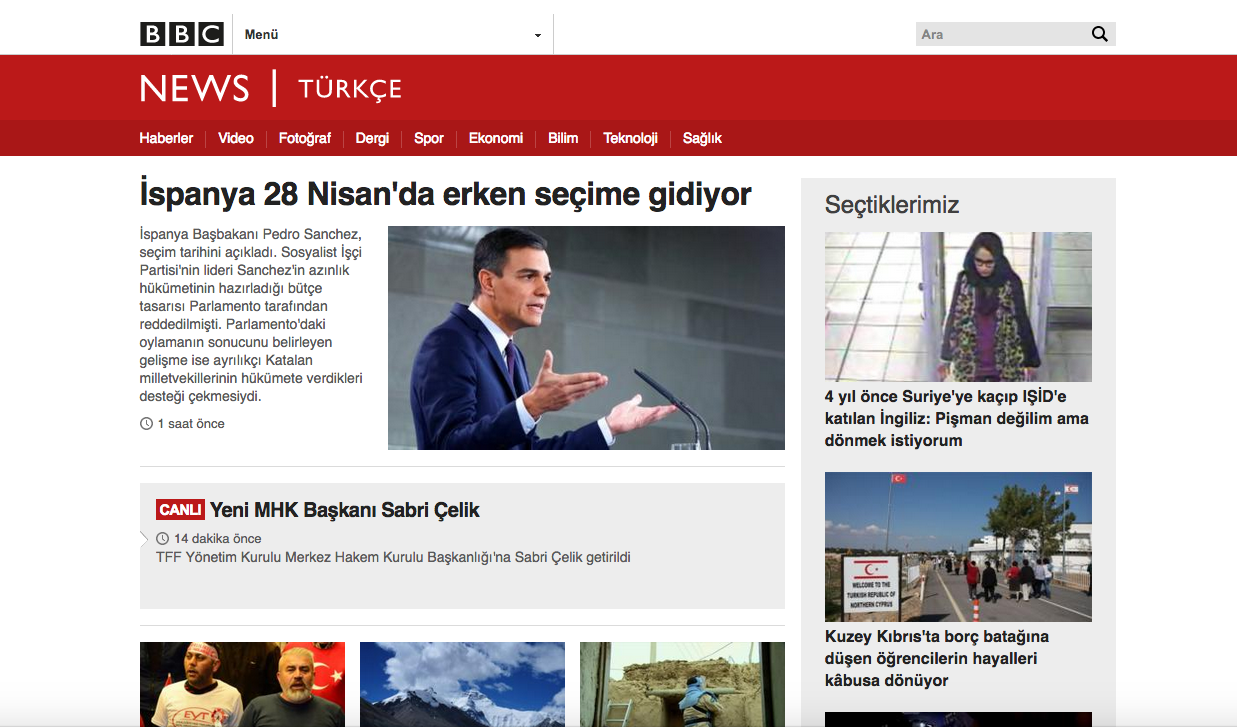 A screenshot of BBC Turkce (screengrab)