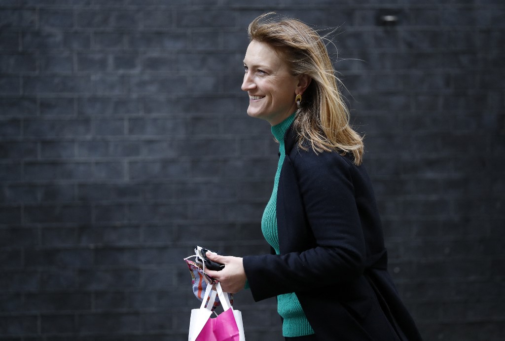 Allegra Stratton, then the 10 Downing Street press secretary, is seen in October 2020 (AFP)