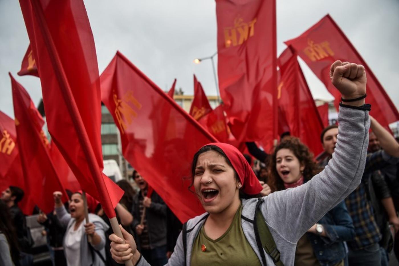 Turkish Communists march in Istanbul in 2017 (AFP)