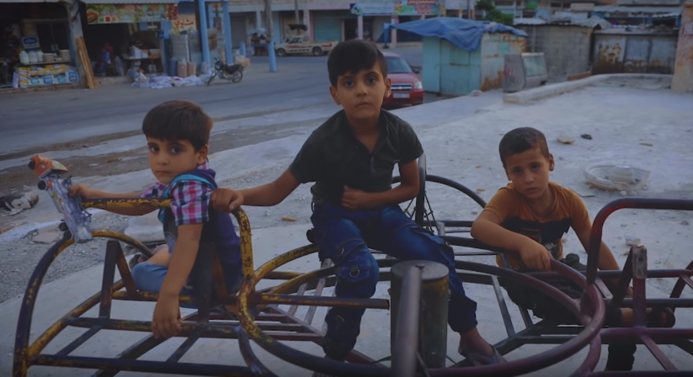 Children in the Idlib music video