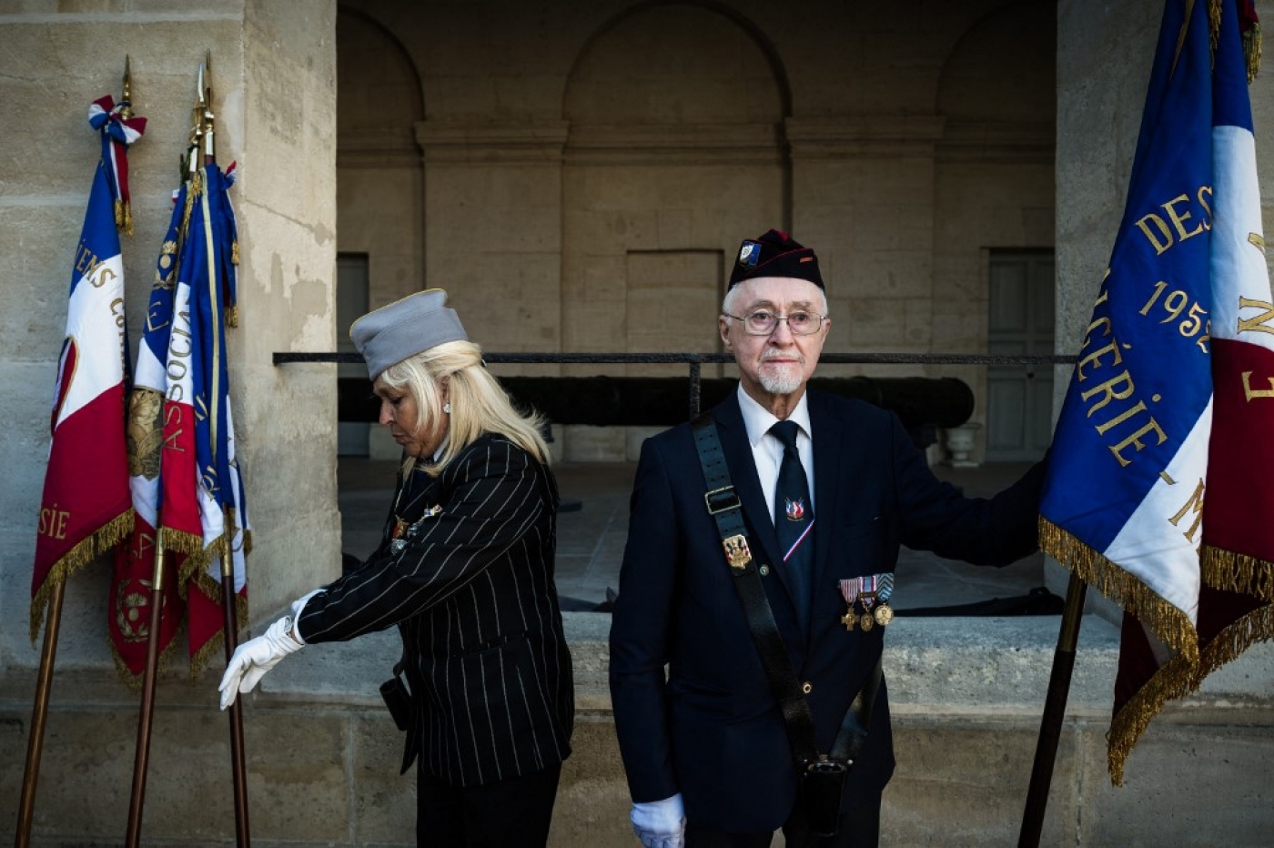  Un ancien harki lors de la célébration de la Journée nationale d’hommage aux harkis, le 25 septembre 2018, aux Invalides, Paris (Philippe Lopez/AFP)