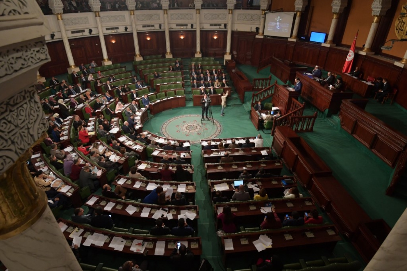 Le Parlement tunisien n’a finalement pas adopté la motion criminalisant les « crimes » coloniaux déposée par le bloc al-Karama (AFP)
