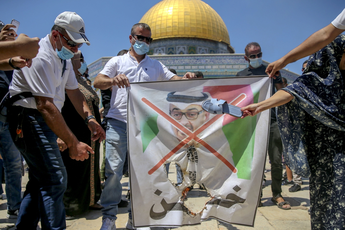 Palestinians protest in Jerusalem over the UAE-Israel diplomatic normalisation