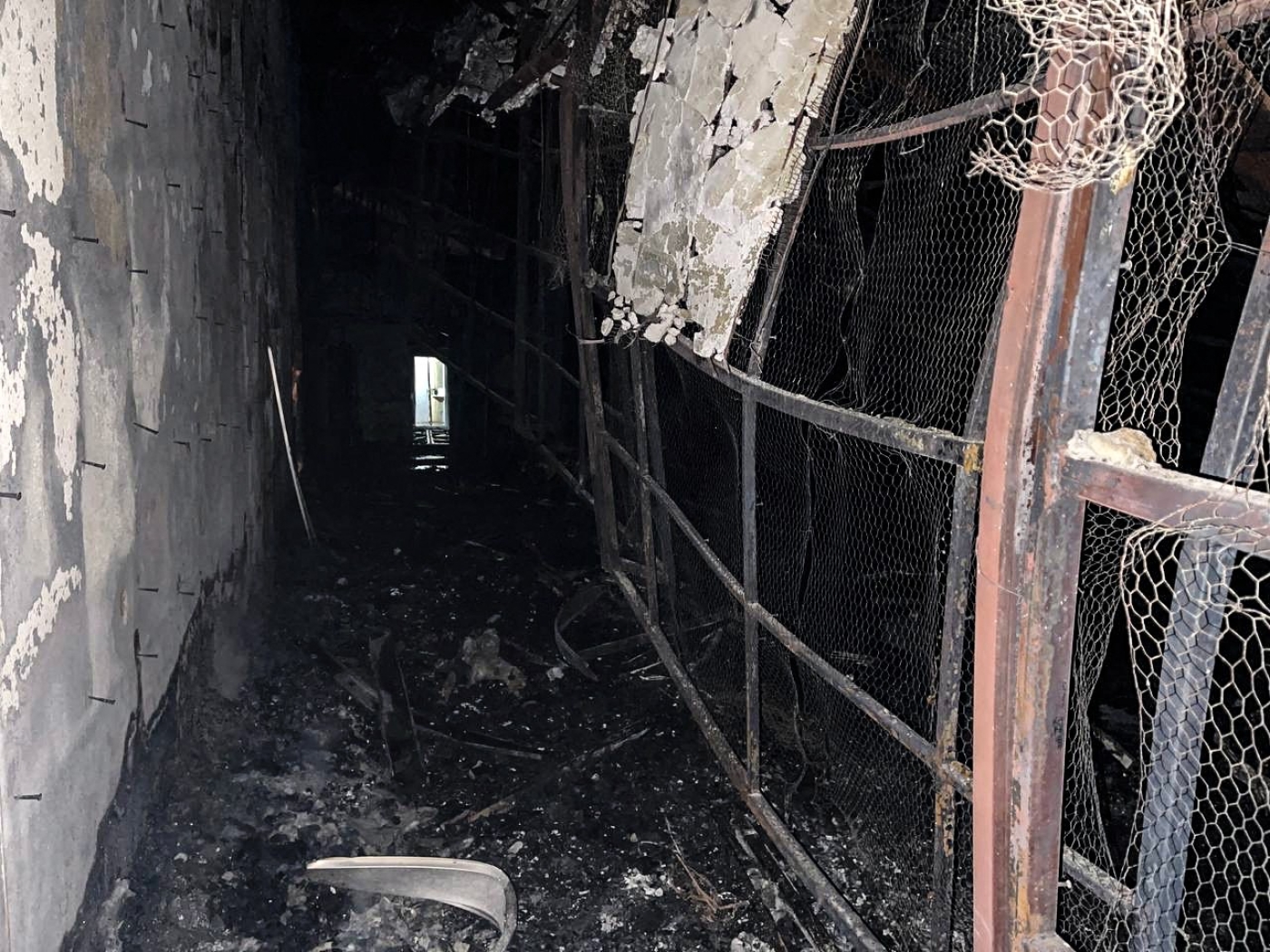 Damage caused by a fire inside the building of the Evin prison (AFP)
