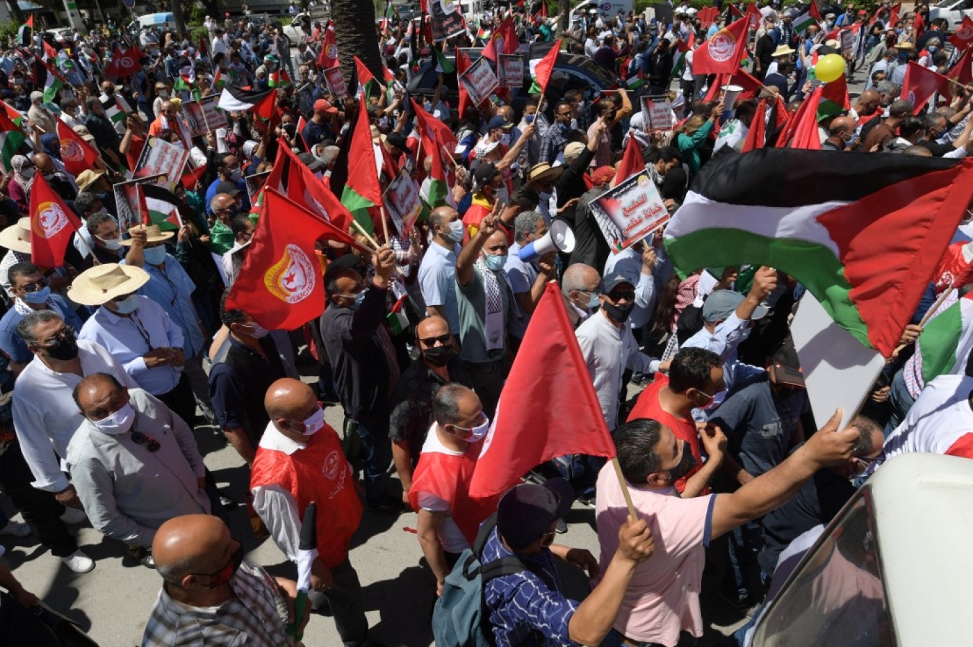 Manifestation de soutien à la Palestine, à Tunis, le 19 mai 2021 (AFP/Fethi Belaid)