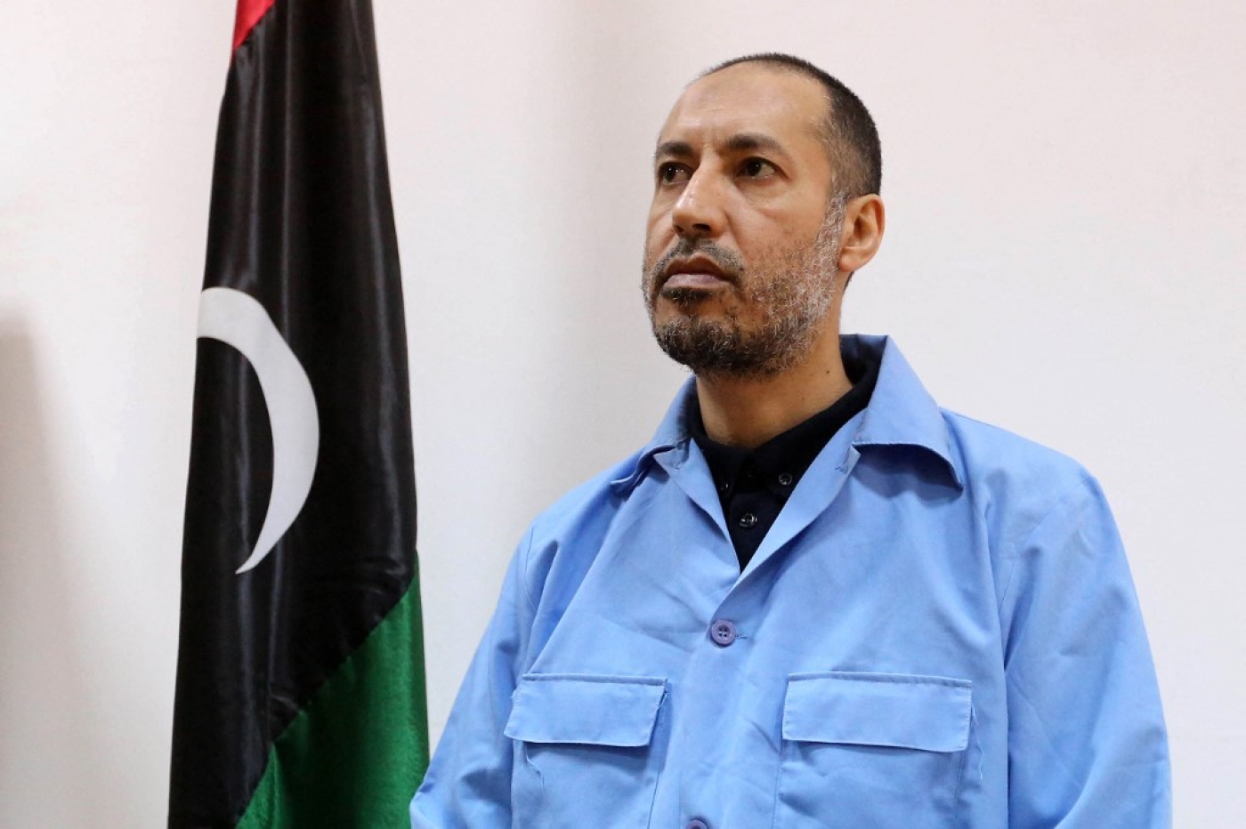 Saadi Kadhafi face au tribunal de Tripoli, le 13 mars 2016 (AFP/Mahmud Turkia)