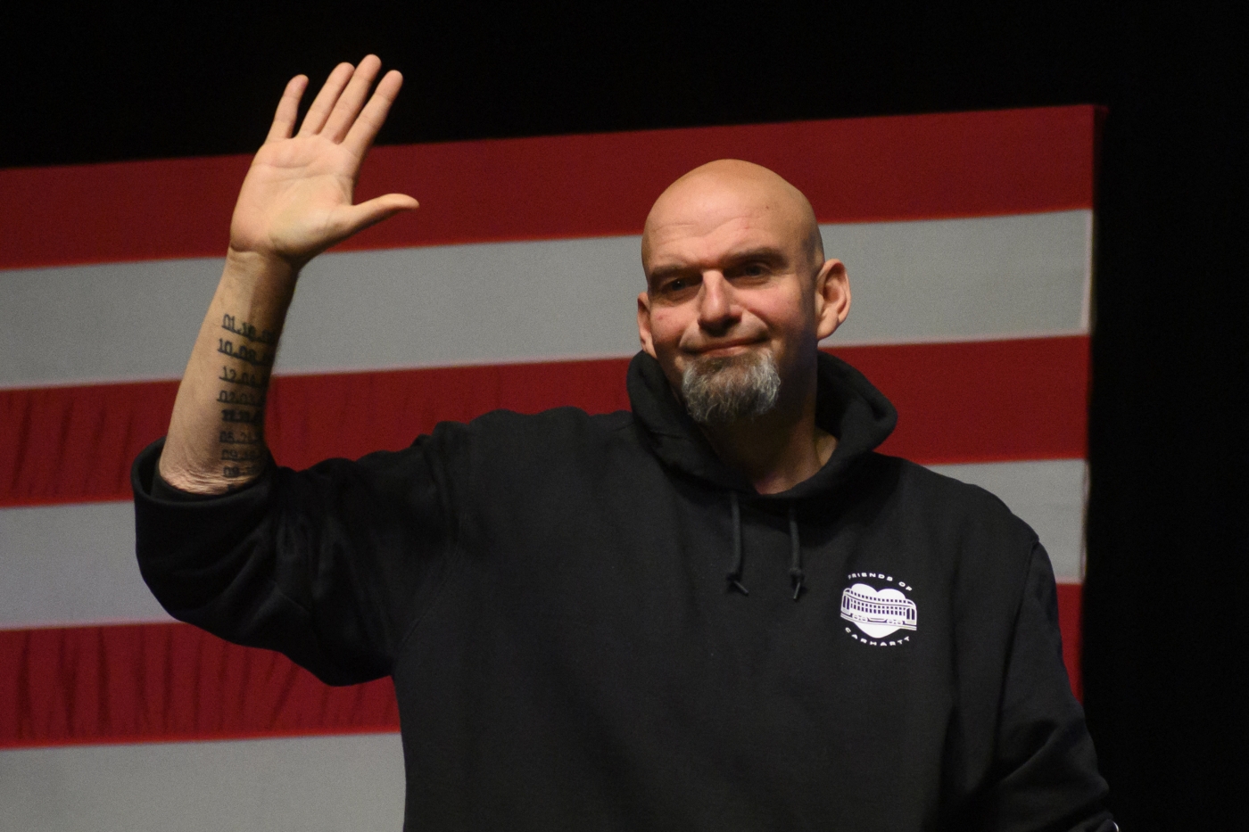 Democratic Senate candidate John Fetterman arrives for an election night party at StageAE on November 9, 2022 in Pittsburgh, Pennsylvania. Fetterman defeated Republican Senate candidate Dr. Mehmet Oz. Jeff Swensen/Getty Images/AFP