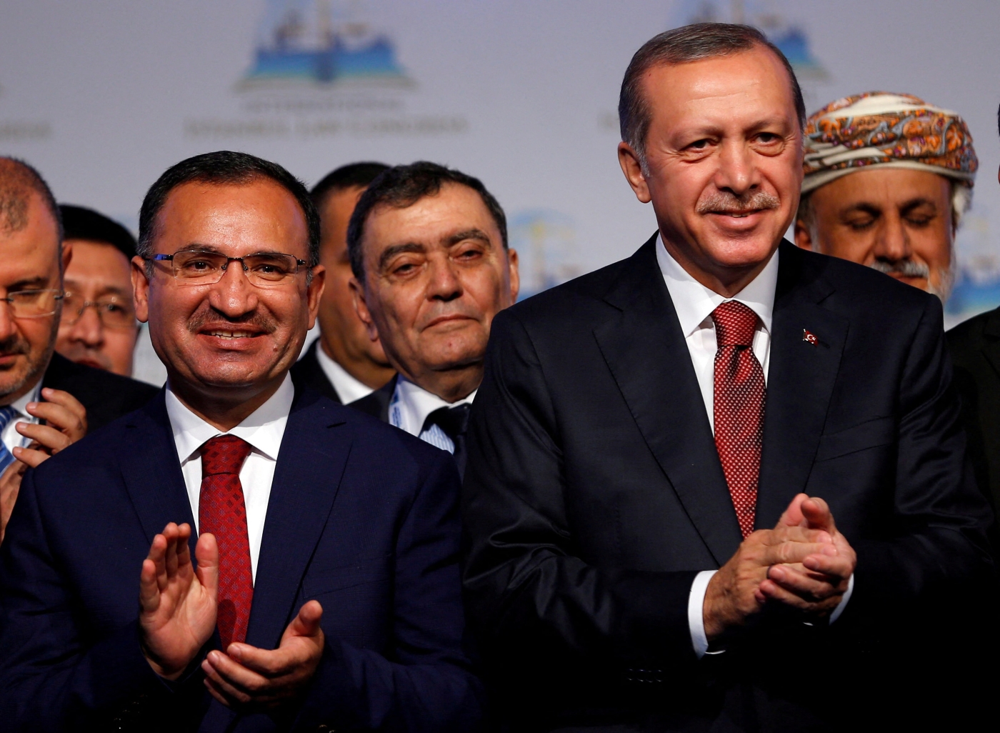 Turkish President Tayyip Erdogan (R) is pictured with Turkish Justice Minister Bekir Bozdag during the International Istanbul Law Congress in Istanbul, Turkey, 17 October 2016 (Reuters)