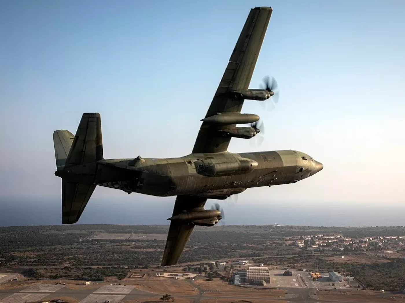 A C-130J Hercules prepares to land after a successful training mission. (Royal Air Force)