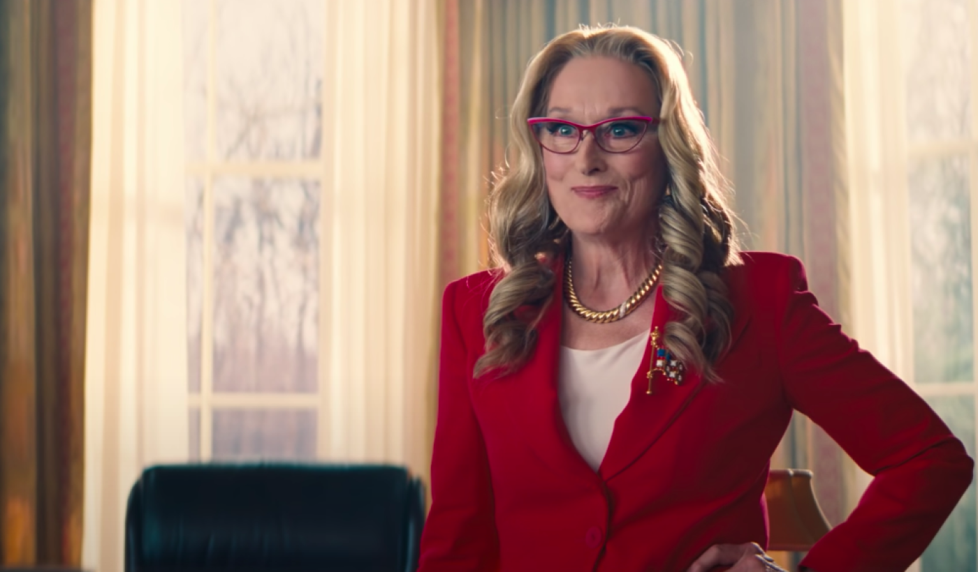 Dans Don’t Look Up : Déni cosmique, Meryl Streep joue la présidente des États-Unis (capture d’écran/Hyperobject Industries et Bluegrass Films)
