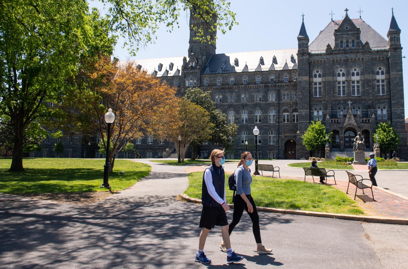 Georgetown University is nearly empty after classes were canceled due to the coronavirus pandemic