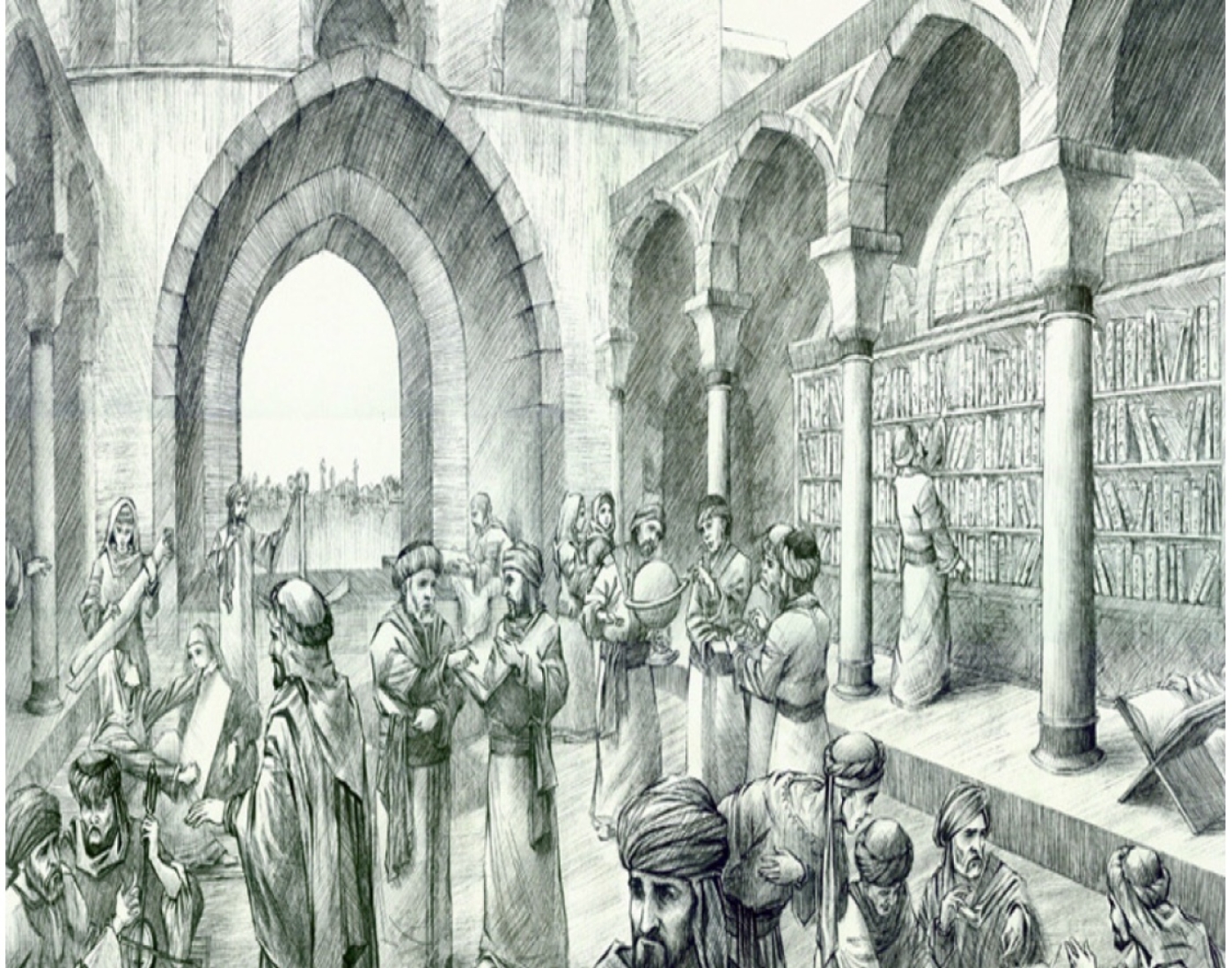 Légende : La Maison de la sagesse de Bagdad et ses savants (Wikiwand)