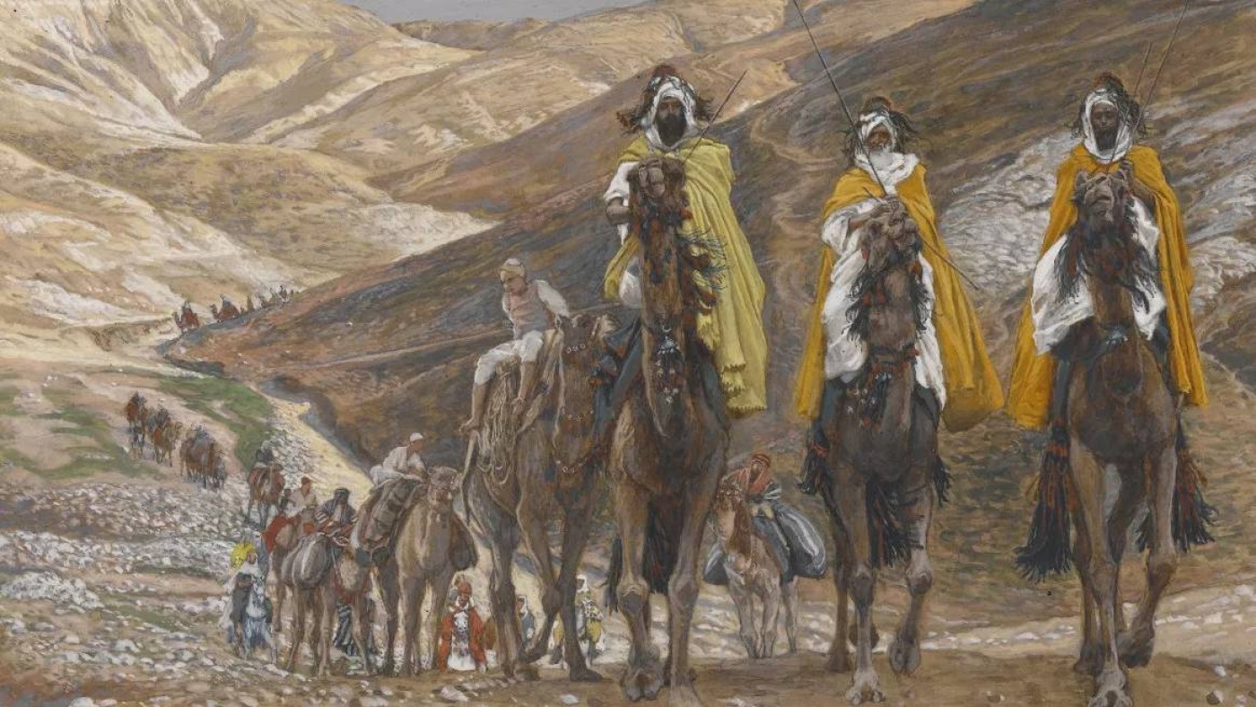 Les Rois mages en voyage, aquarelle du XIXe siècle du peintre français James Tissot (Brooklyn Museum)