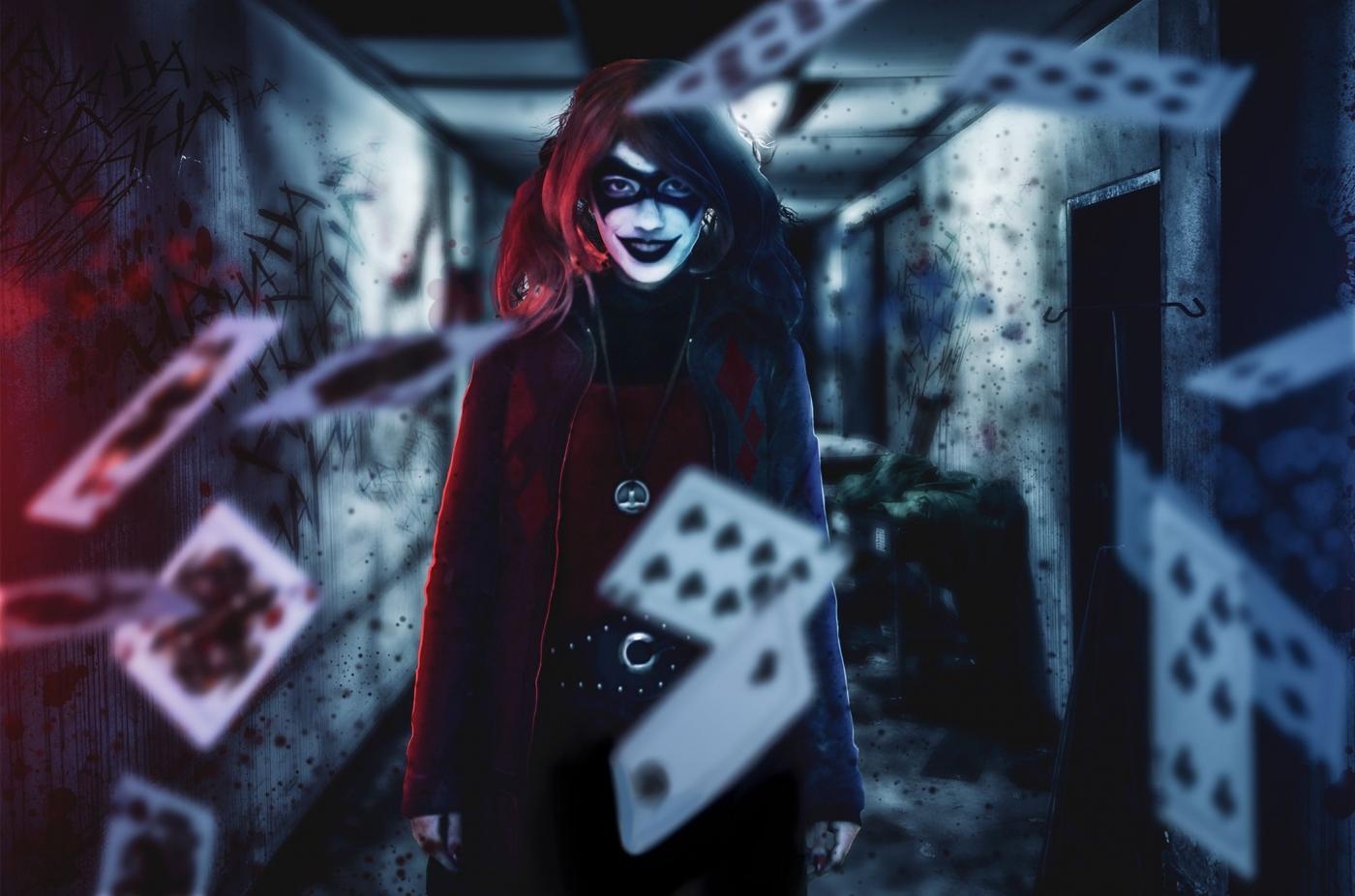 Sarah Shahabadi, 24 ans, vêtue comme Harley Quinn, l’adversaire de Batman (photo fournie par Sarah Shahabadi)