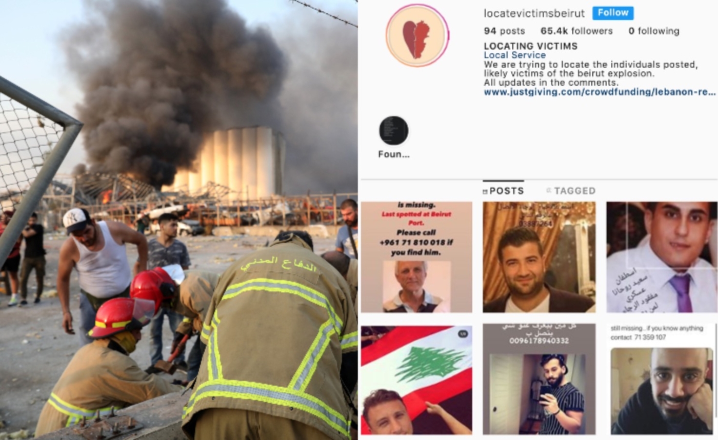 Les gens utilisent les réseaux sociaux pour tenter de localiser leurs proches, disparus pendant l’explosion (AFP/capture d’écran Instagram)
