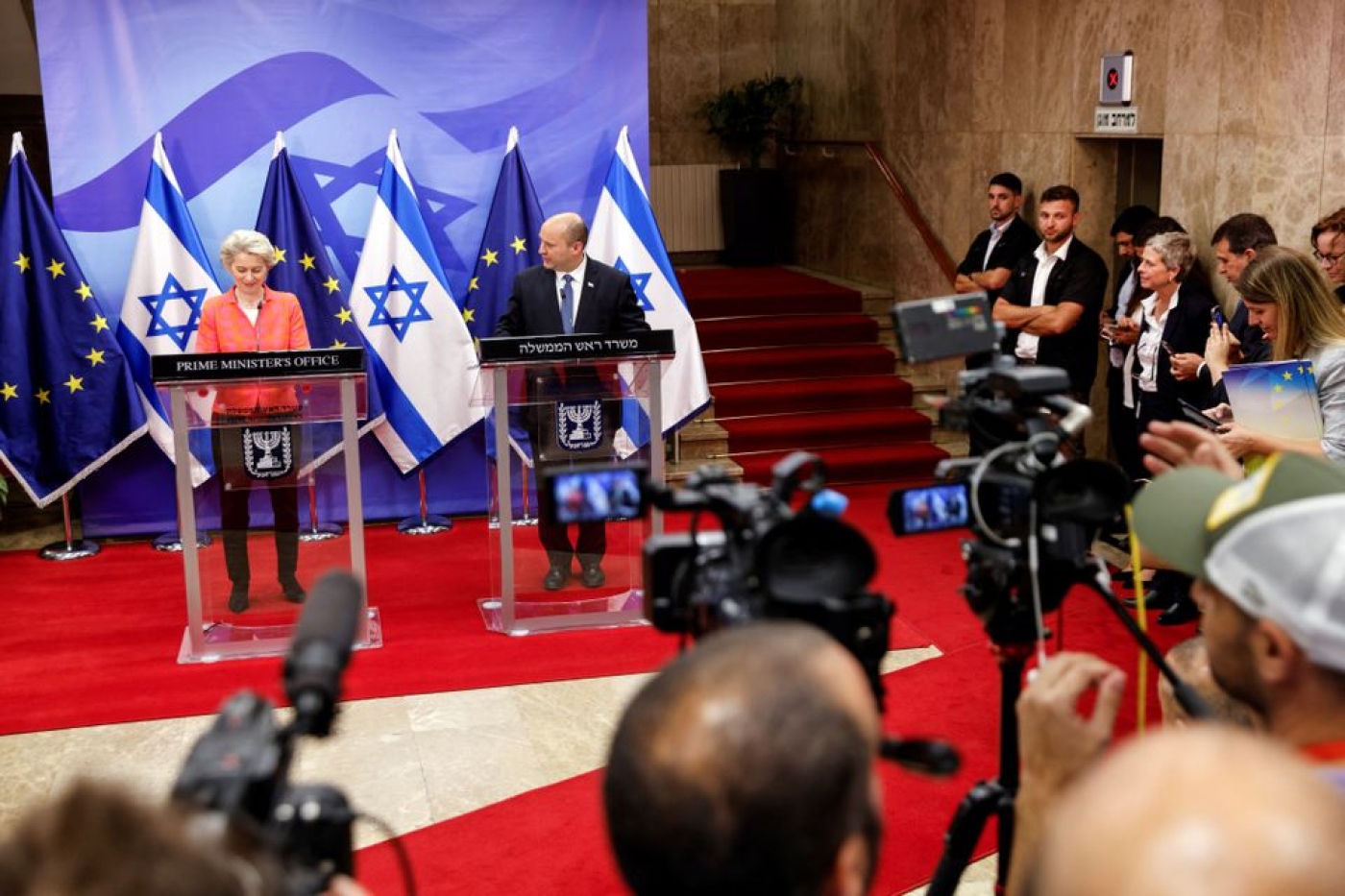 Israeli Prime Minister Naftali Bennett and European Commission President Ursula Von Der Leyen forged a close energy relationship when they met in Israel in June (Reuters)
