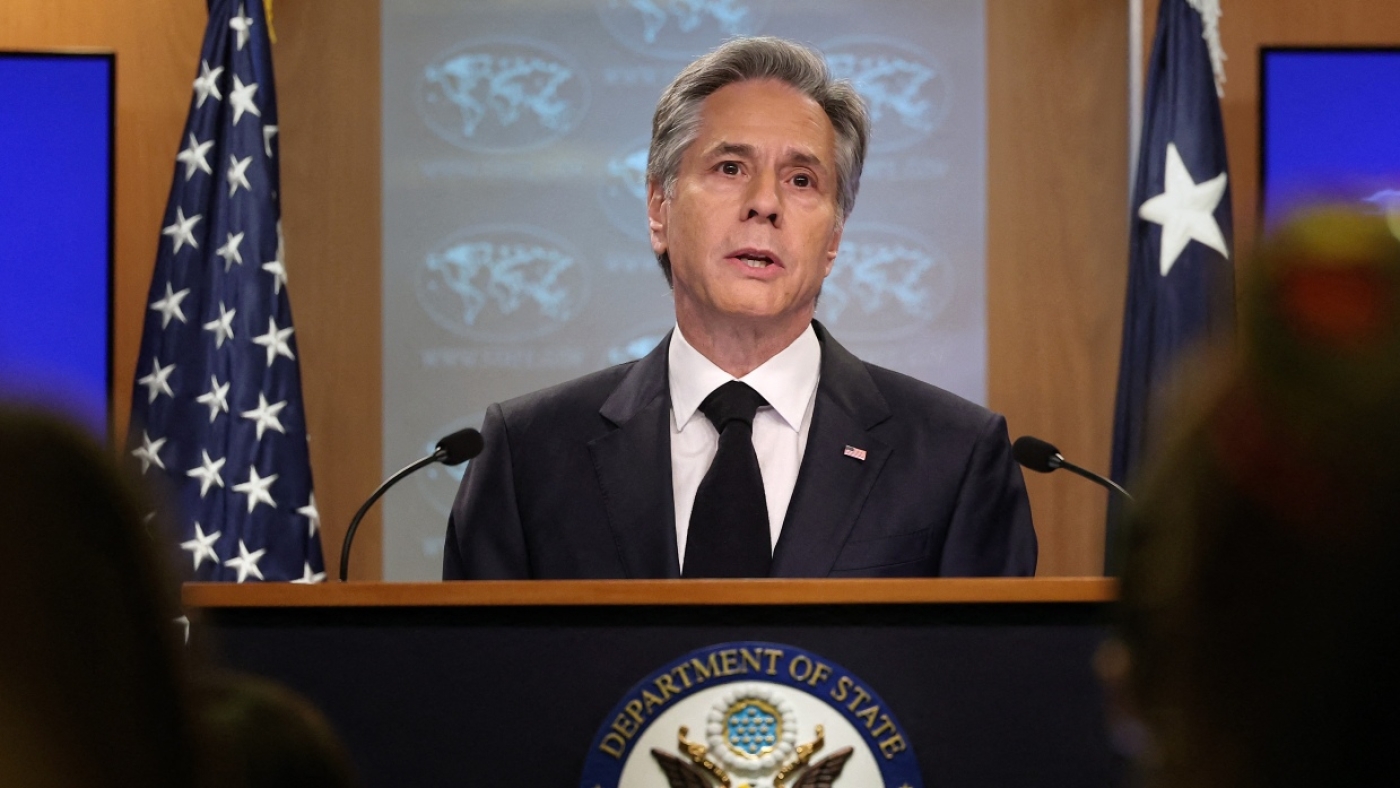 US Secretary of State Antony Blinken speaks during a news conference on the annual human rights report, at the State Department in Washington DC on 20 March 2023.