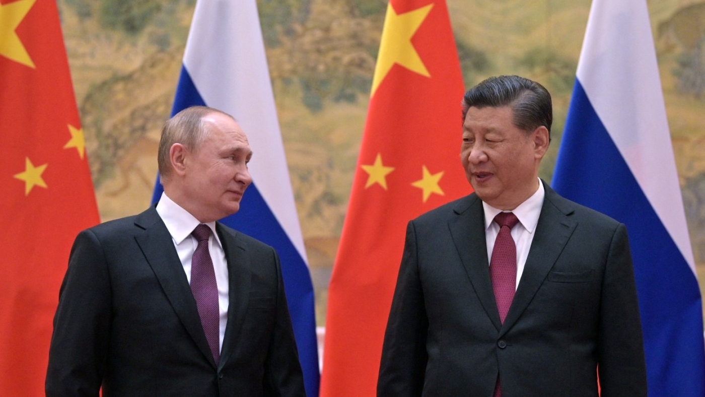 Rencontre entre le président russe Vladimir Poutine et le président chinois Xi Jinping à Beijing, le 4 février 2022 (AFP)