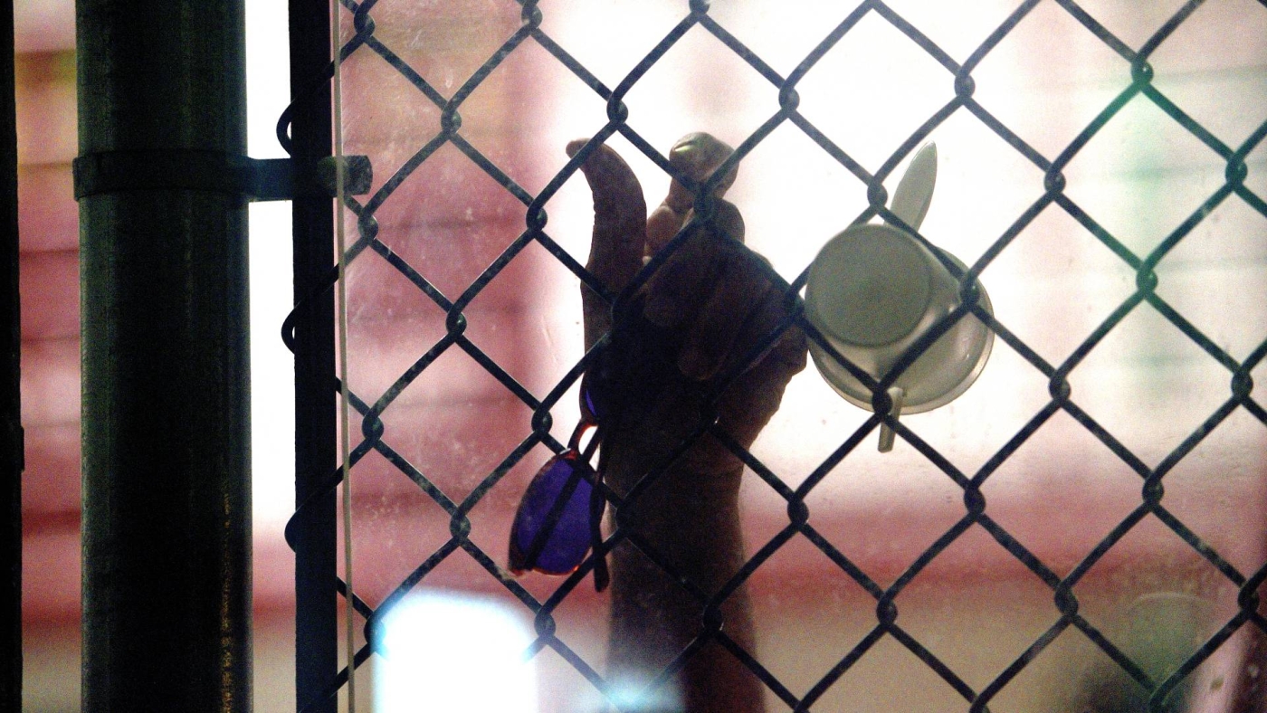 The hand of an unidentified detainee at "Camp 6" detention facility at the US Naval Station in Guantanamo Bay, Cuba.