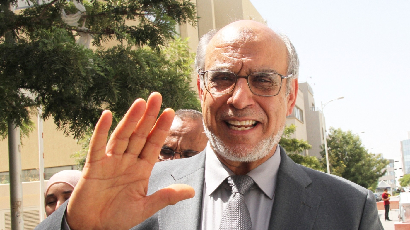 Ex prime minister Hamadi Jebali is pictured after submitting his candidacy for the early presidential elections in Tunisia's capital Tunis on 6 August 2019 