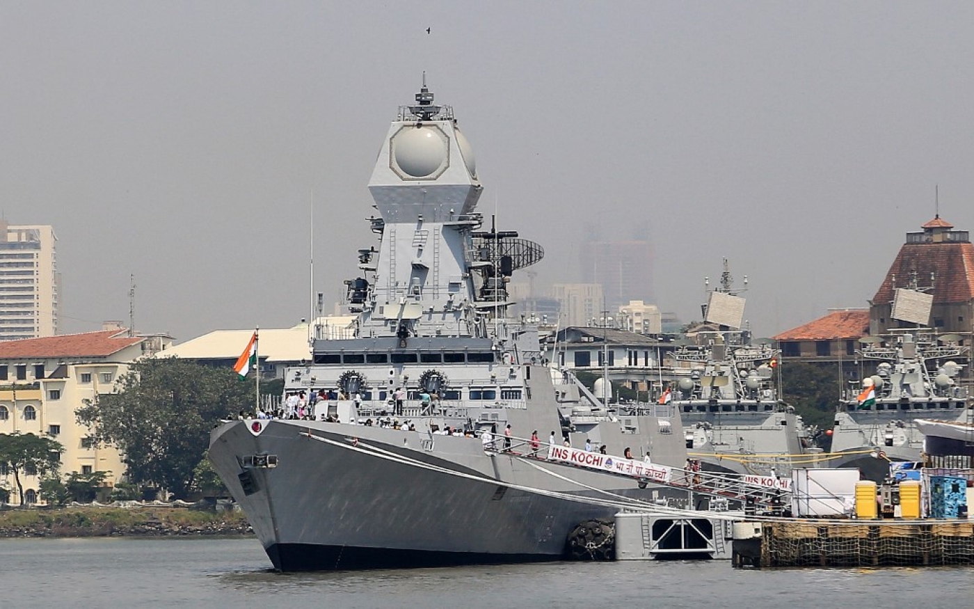 The Indian ship INS Kochi pictured during the commissioning ceremony in Mumbai, India in September 2015.