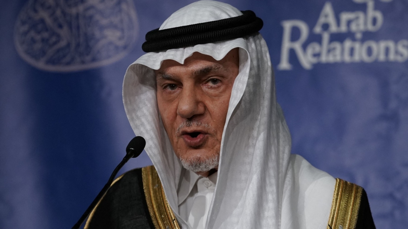 Turki Al Faisal speaks during the 27th annual Arab-US Policymakers conference on on 31 October 2018 in Washington.
