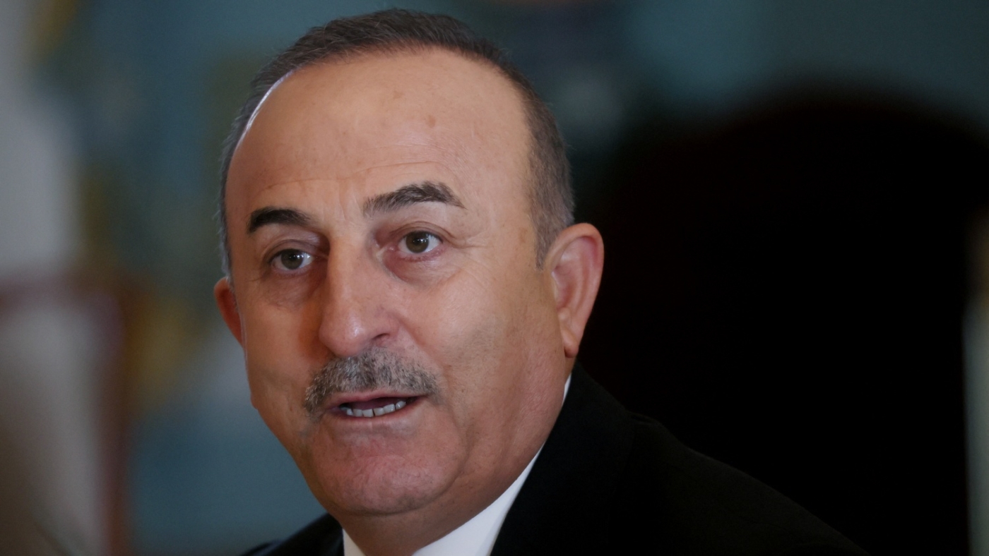 Turkish Foreign Minister Mevlut Cavusoglu looks on during a meeting at the State Department in Washington on 18 January 2023.