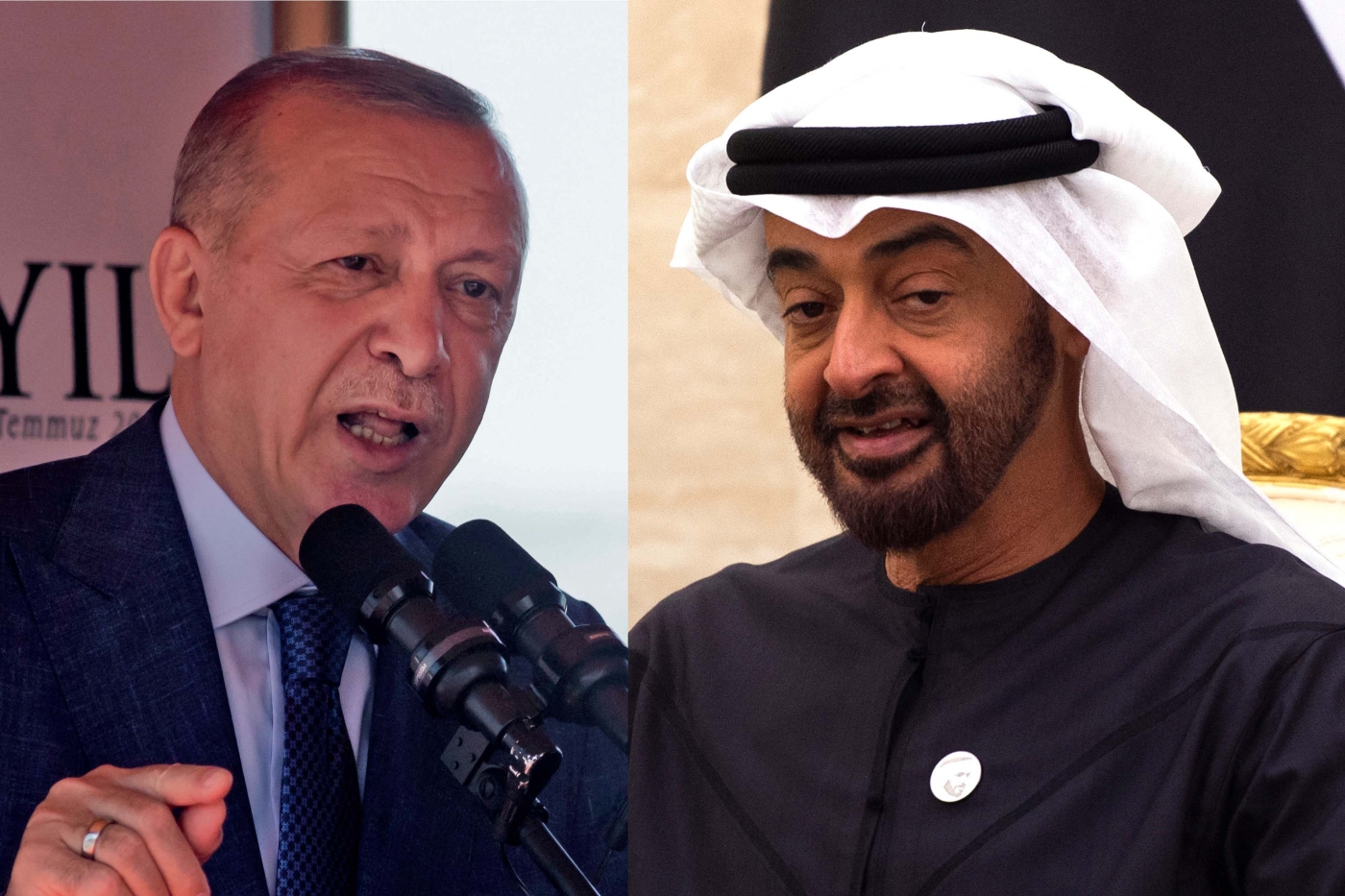 Le président turc Recep Tayyip Erdoğan et le prince héritier d’Abou Dabi Mohammed ben Zayed ont échangé leurs points de vue sur un certain nombre de questions (AFP)