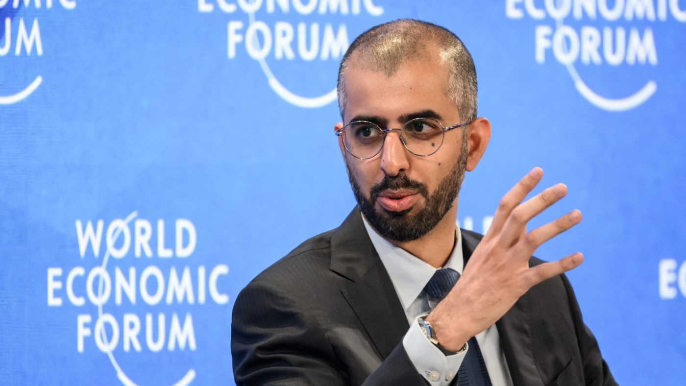The UAE's minister for artificial intelligence, Omar Sultan Al Olama, speaking at the World Economic Forum in Davos, Switzerland on 25 May 2022.
