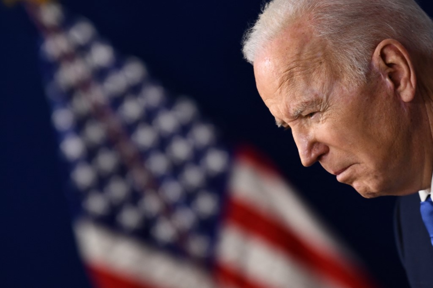 US President Joe Biden speaks in Washington on 14 January 2022 (AFP)