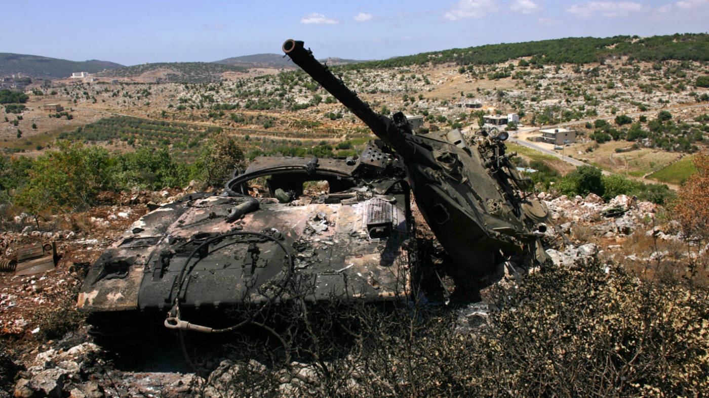 A destroyed Israeli tank in south Lebanon after the war with Hezbollah in August 2006 (AFP)