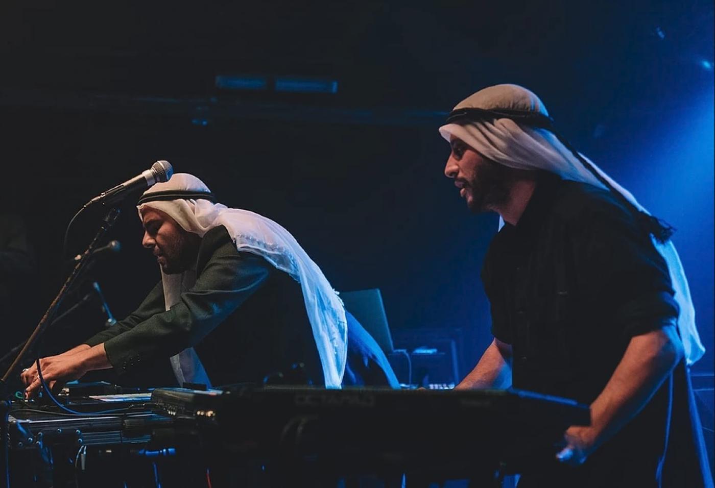 Zenobia's Nasser Halahlih, left, and Isam Elias on keyboards perform at the 2019 Palestinian Expo (Zenobia)