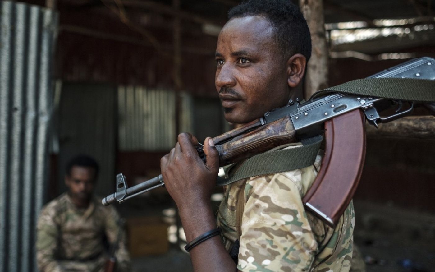 Un membre des forces spéciales de l’ethnie Amhara, le 25 novembre 2020 (AFP)