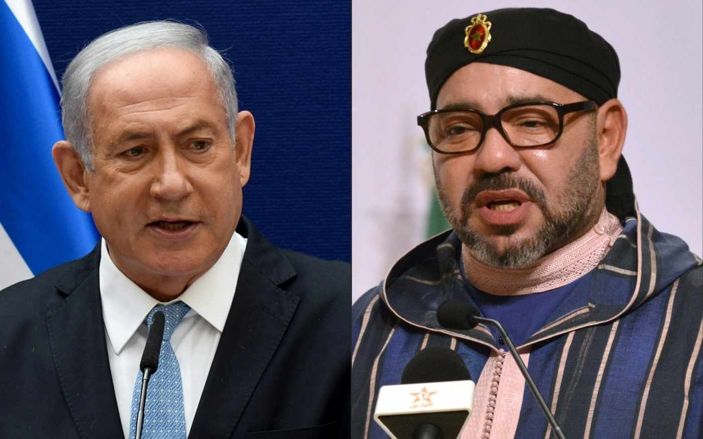 Le Premier ministre israélien Benyamin Netanyahou et le roi du Maroc Mohammed VI (AFP)