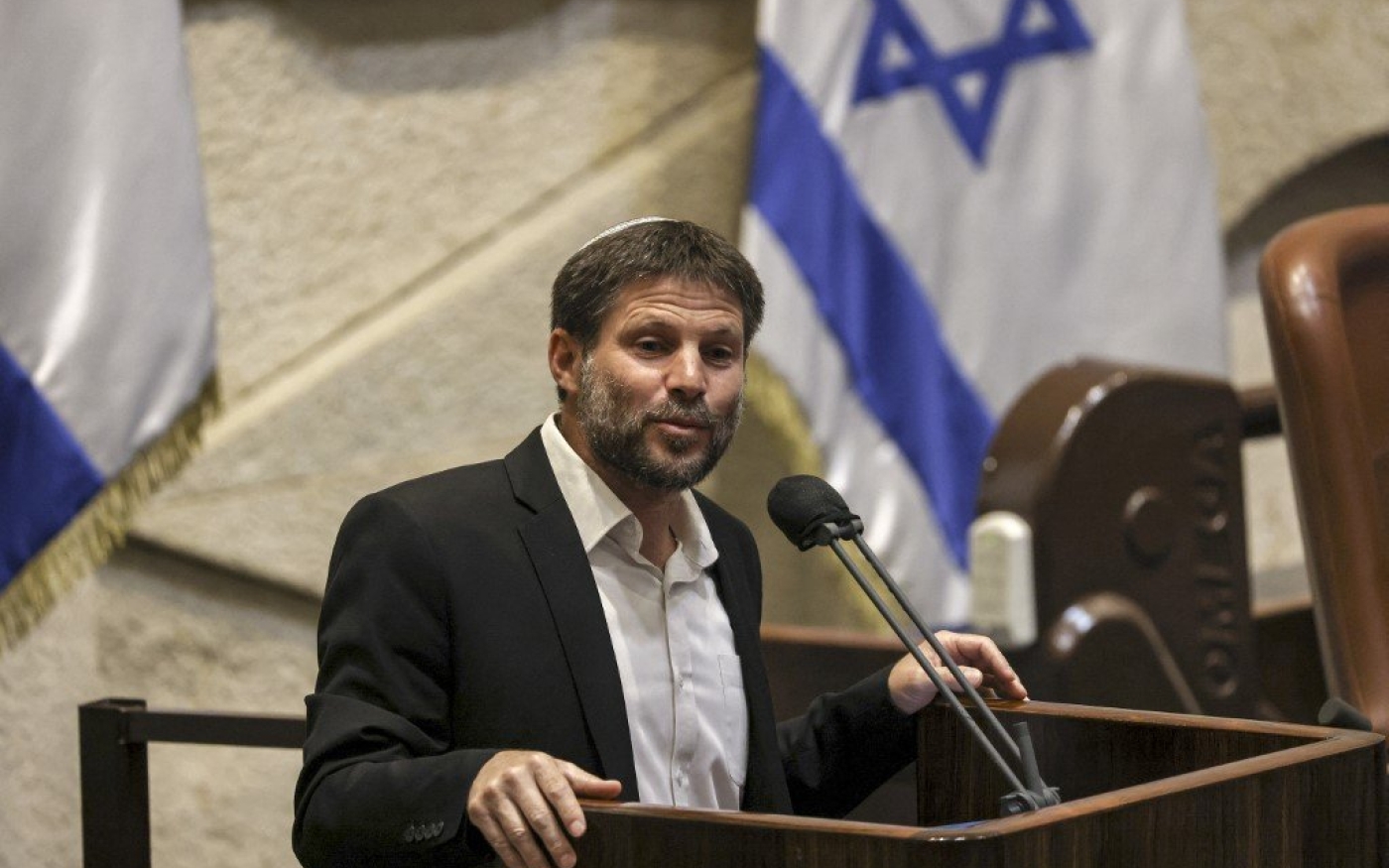 Le politicien israélien d’extrême droite Bezalel Smotrich prétend que les juifs « sont les propriétaires de cette terre… Dieu [leur] a promis à tous la terre d’Israël » (AFP)