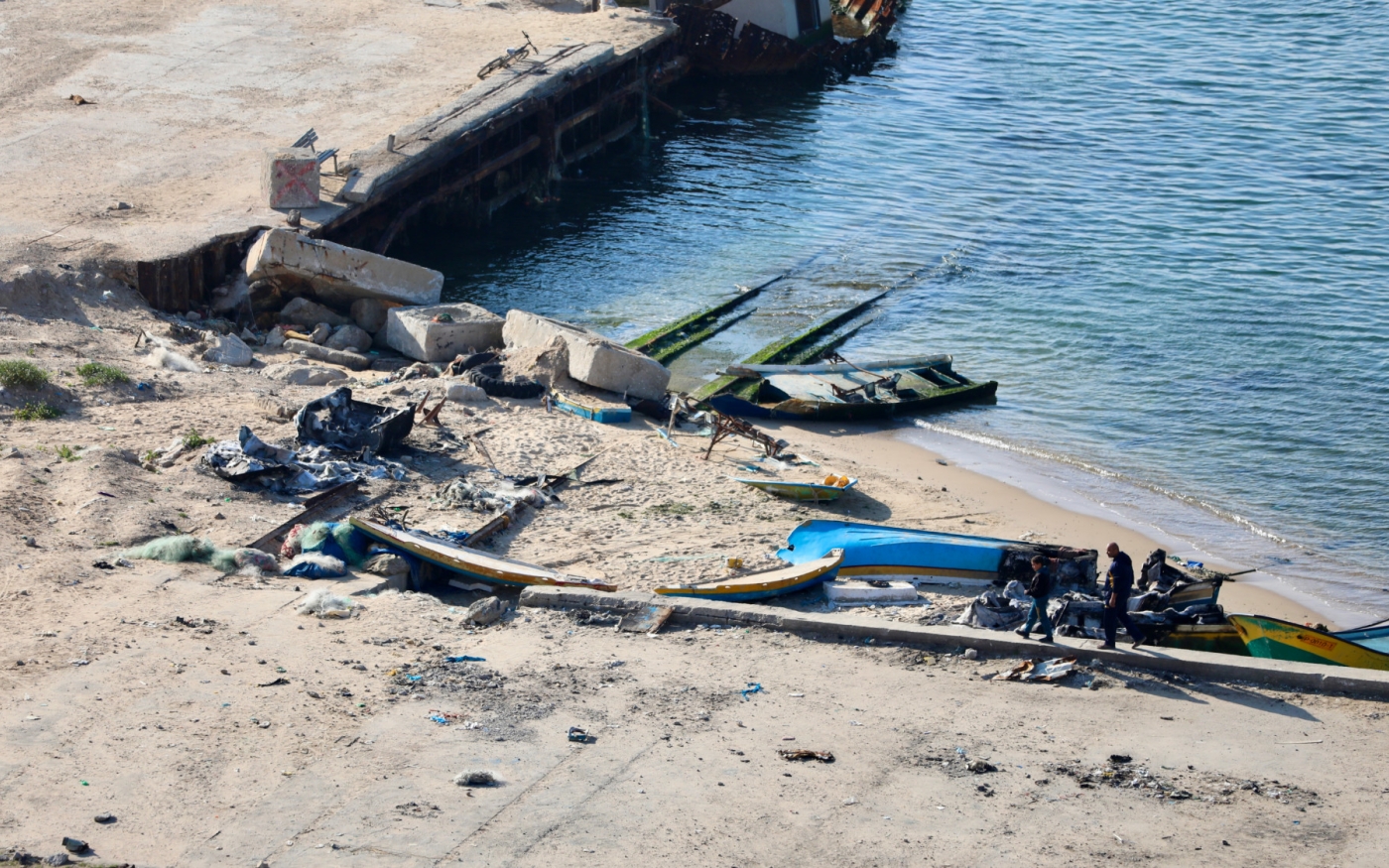 Depuis 2007, le port de Gaza est soumis à un blocus naval imposé par Israël et les activités du port étaient limitées à la pêche artisanale (MEE/Mohammed al-Hajjar)