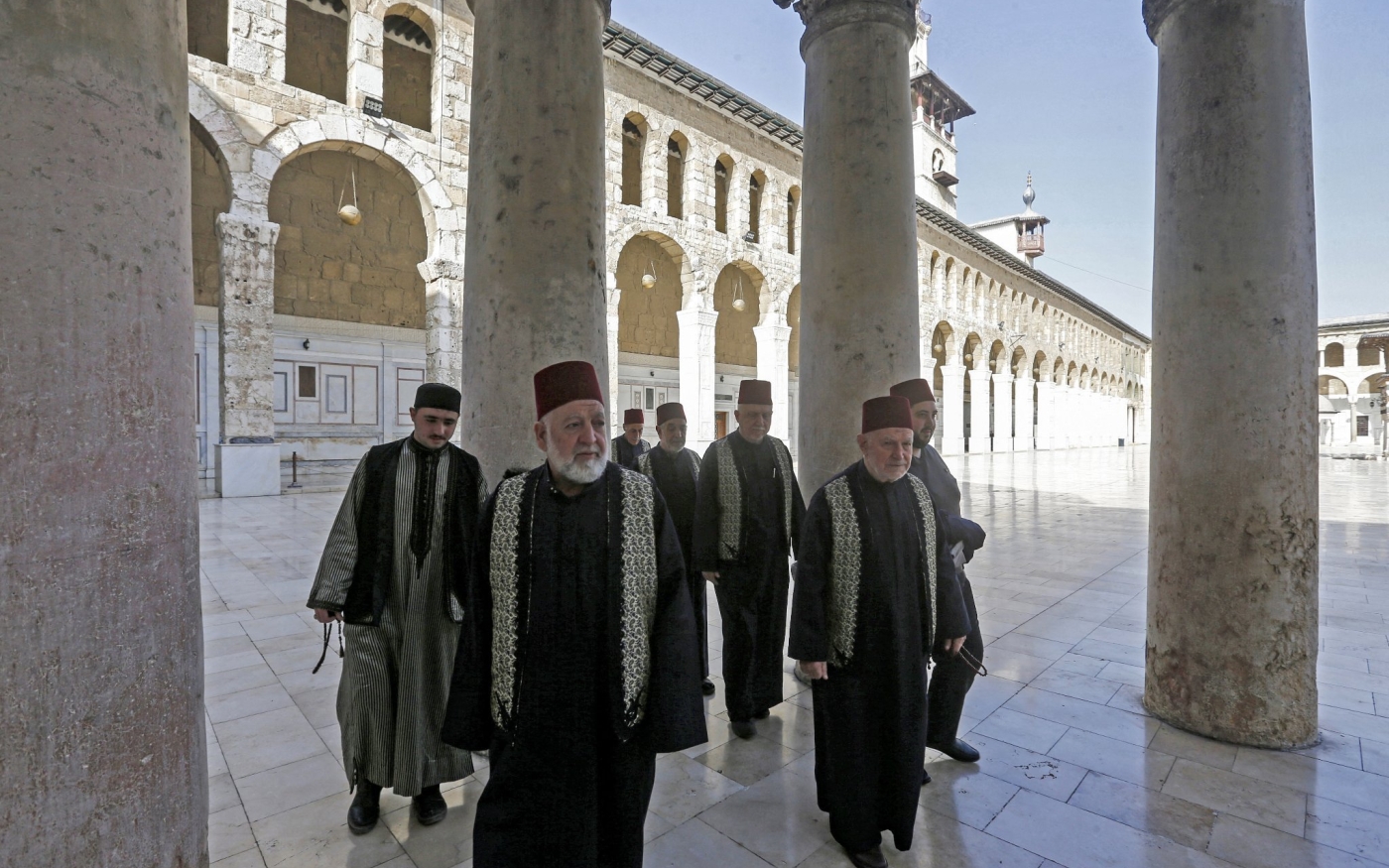 Les muezzins de la Grande Mosquée des Omeyyades de Damas utilisent la technique al-Jawq unique et collective (AFP)