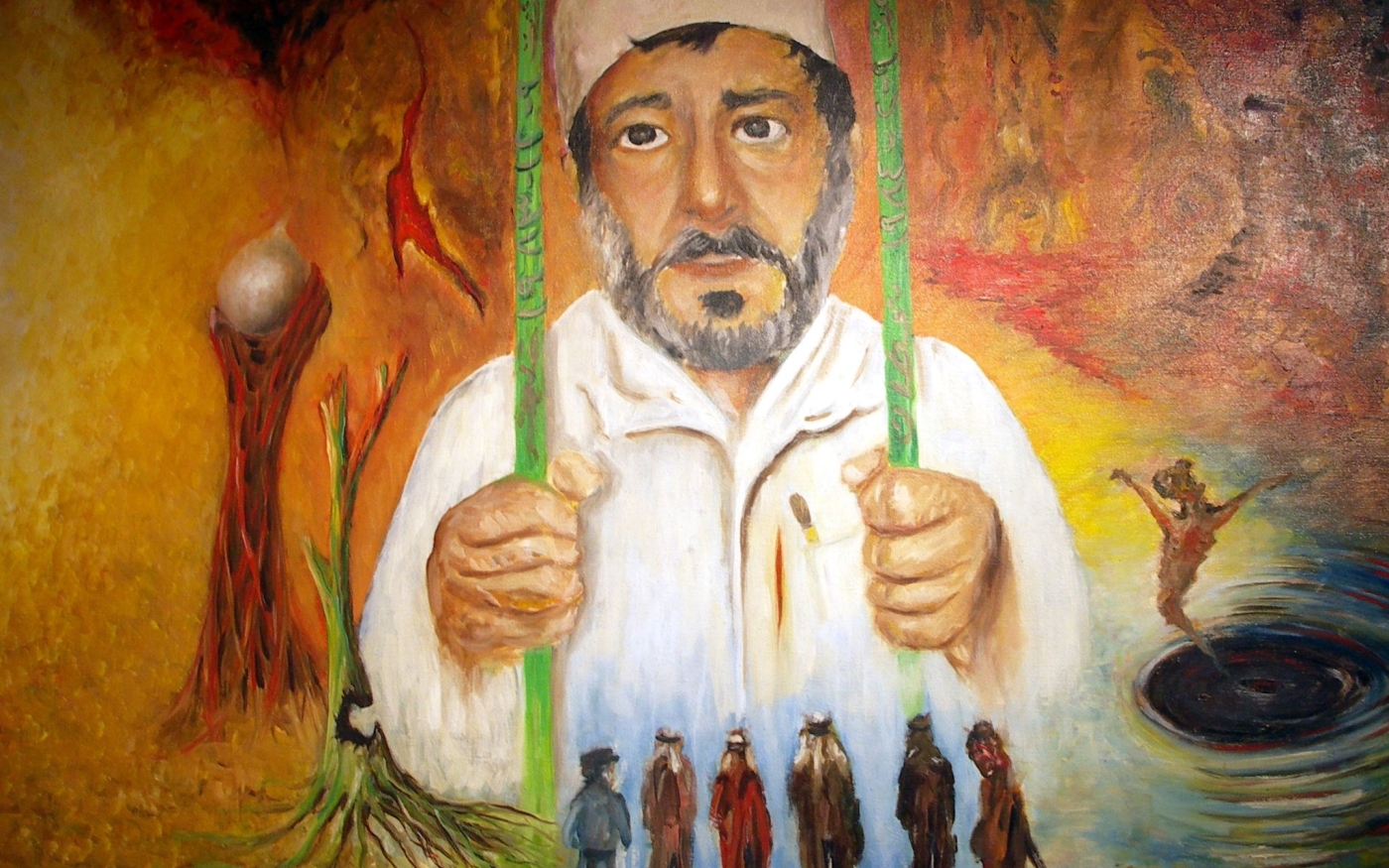 The Deep Wound (1984) est un autoportrait de l’artiste koweïtien Khalifa al-Qattan, peint avant la guerre du Golfe (Khalifa al-Qattan)