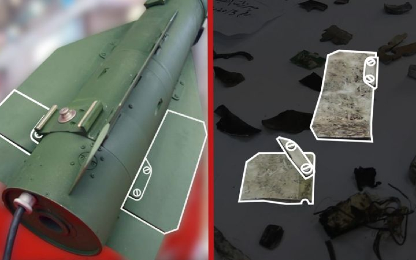 L’analyse des éclats d’obus démontrent qu’ils correspondaient aux composants d’un missile appelé Blue Arrow 7 (capture d’écran/BBC)