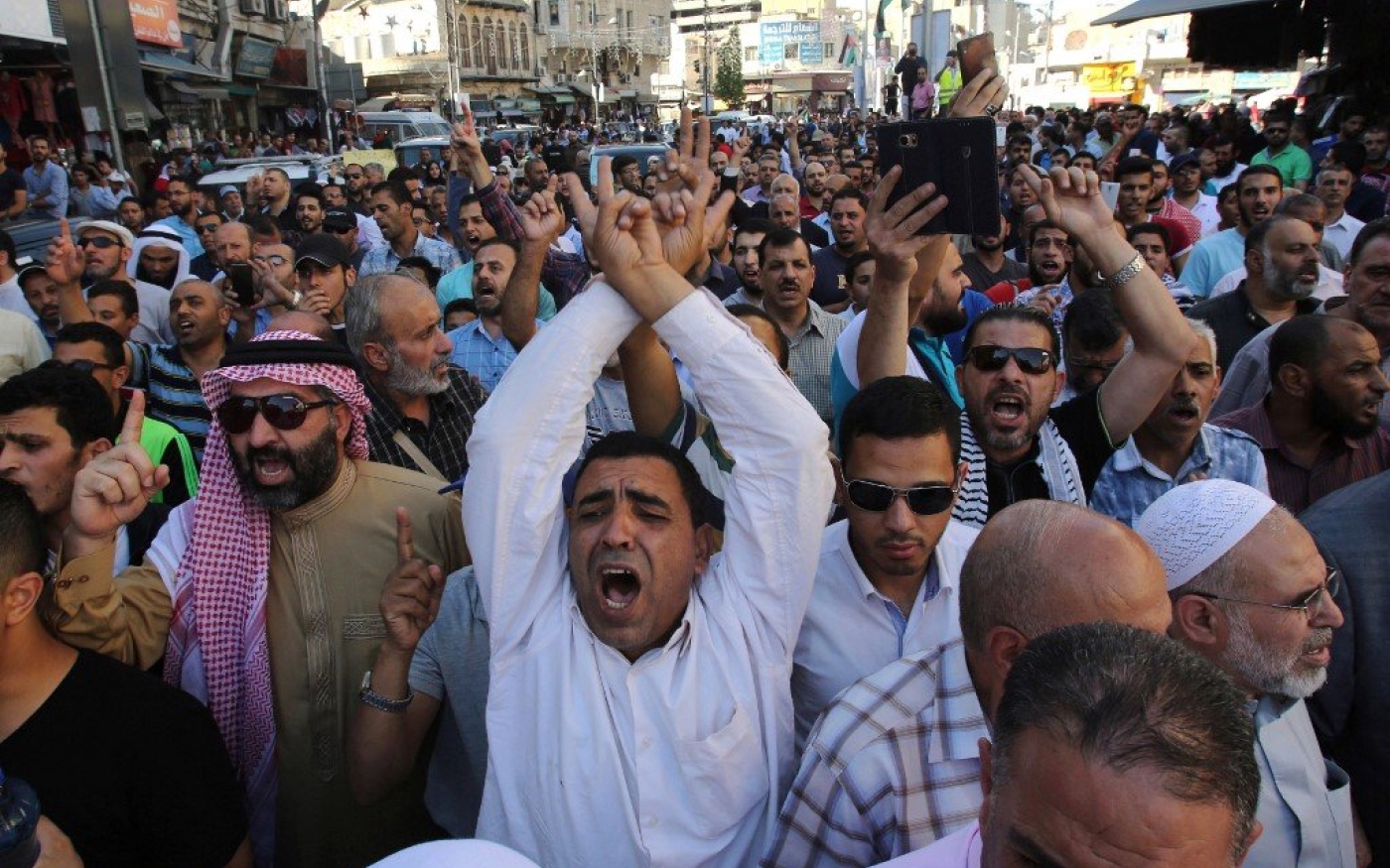 Manifestation dans la capitale jordanienne Amman le 15 juillet 2017 contre la fermeture de l’enceinte de la mosquée al-Aqsa à Jérusalem par Israël (AFP)