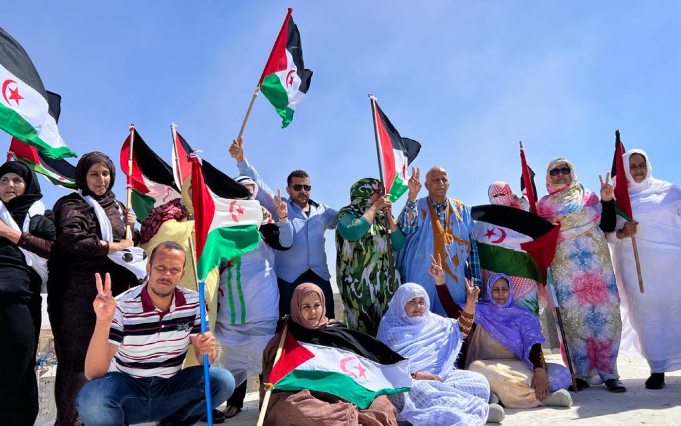 Des militantes se rassemblent à Boujdour (Sahara occidental) pour soutenir l’activiste Sultana Khaya, la semaine dernière (Facebook)
