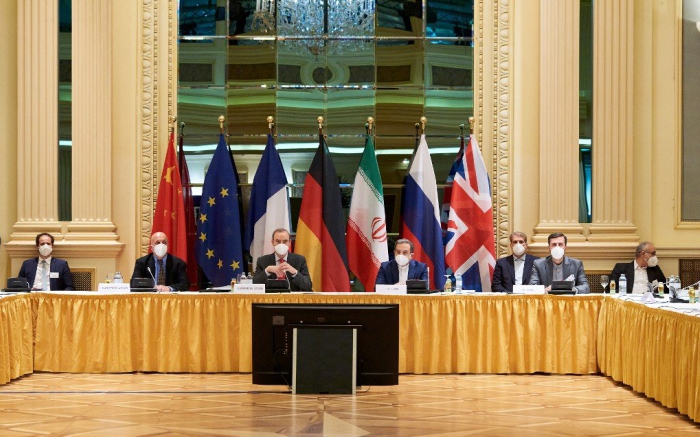 Les diplomates se rencontrent pour des négociations sur le nucléaire irakien à Vienne, le 6 avril 2021 (Lars Ternes/délégation européenne à Vienne/AFP)